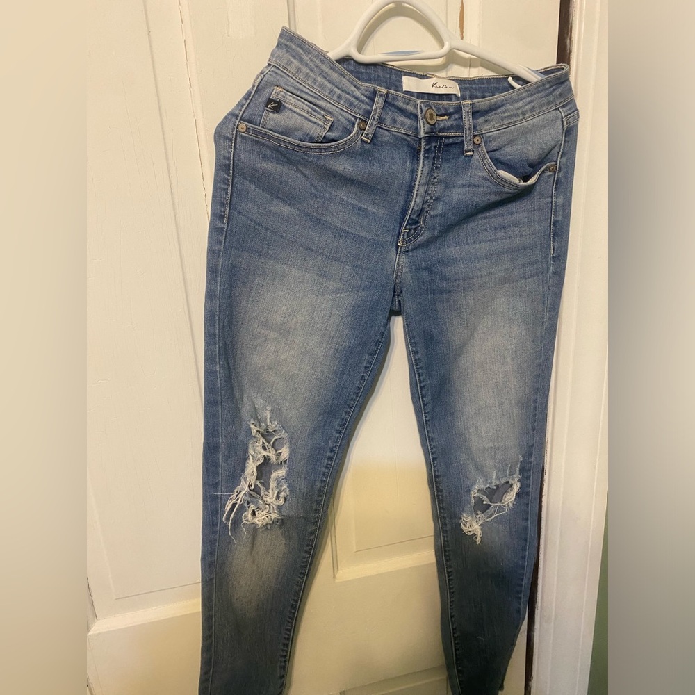 Kancan light denim raw hem Distressed Blue Women's Jeans 5/26